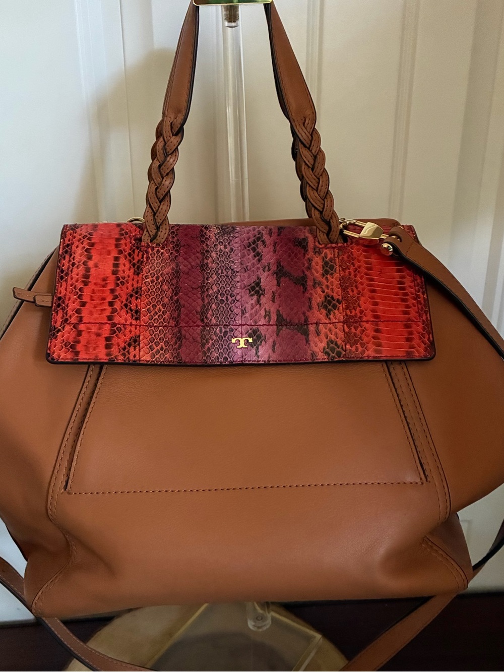 Tory Burch Half Moon Snake Satchel